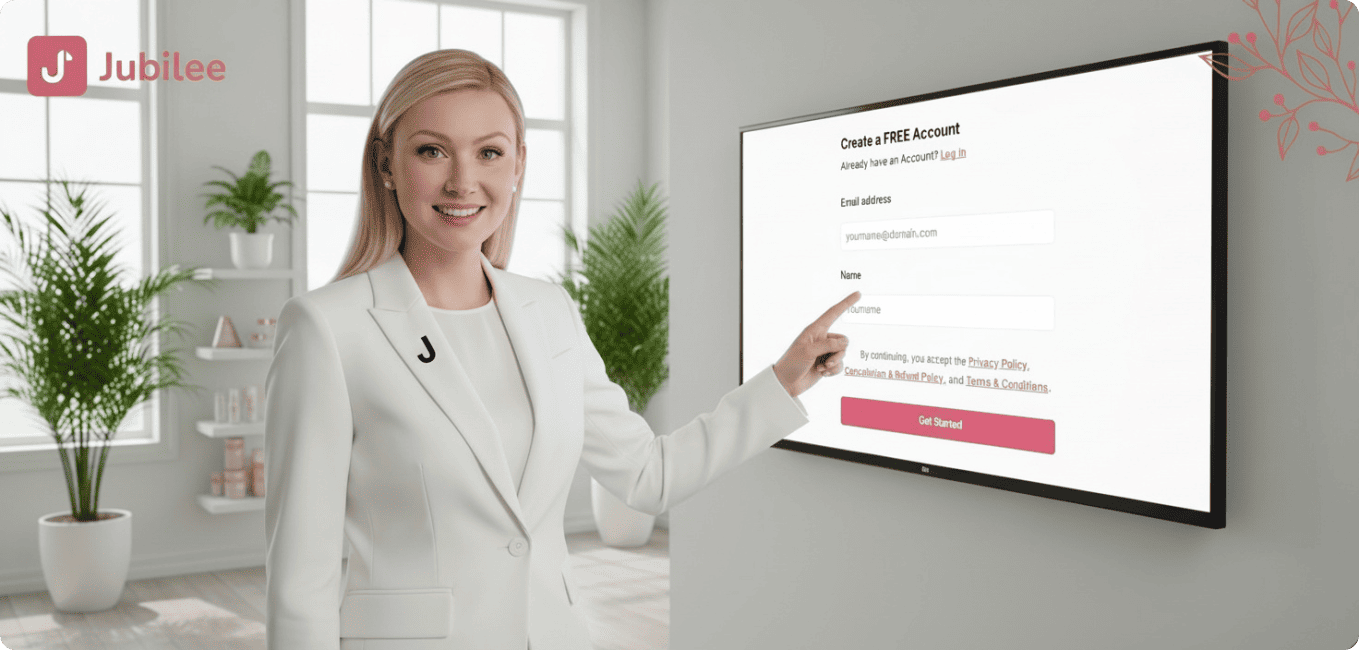Illustration of the category search web interface: the heading "Search products by category", a list of options (Search by category, Customize products, Order samples), a schematic woman in a white coat, a cosmetics catalog window with categories (Hair Care, Skin Care, Fragrance, Cosmetics), product thumbnails, US shipping icons, and an "Add to my order" button.