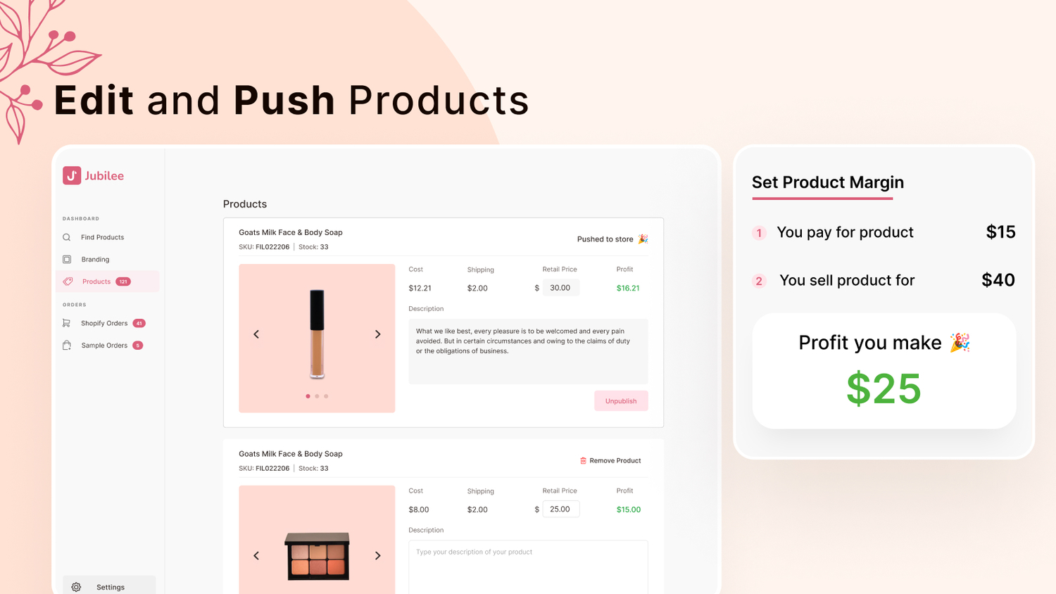 edit and push product