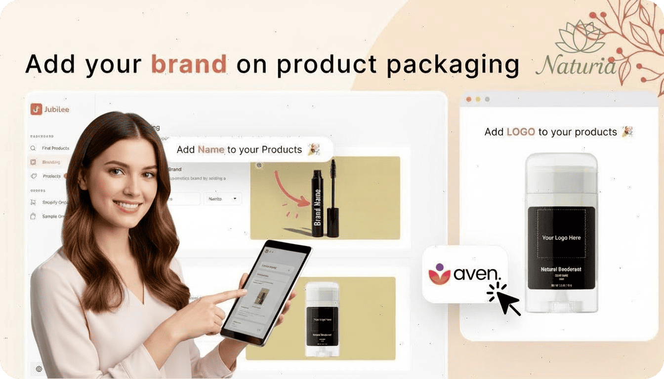 Add your brand name and logo to private label product packaging with Jubilee